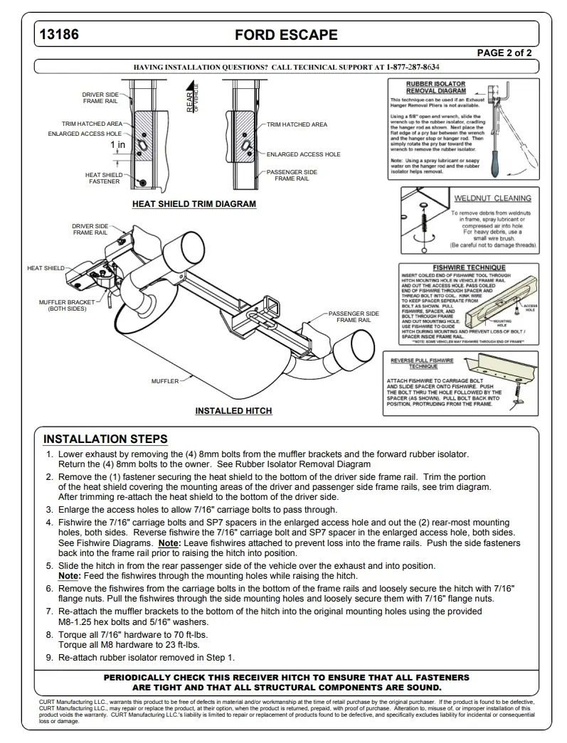 2016 Ford Escape Trailer Hitch Installation CURT 13186