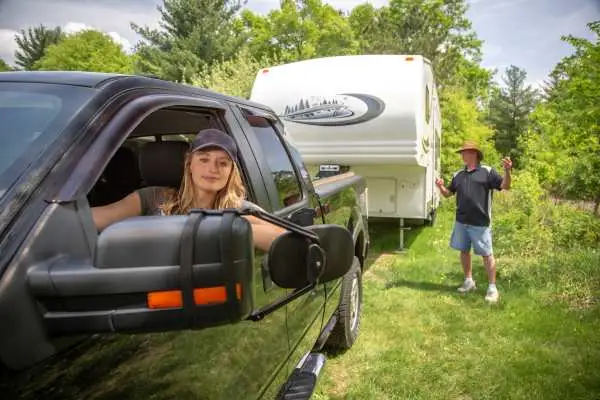 Backing up to 5th Wheel Trailer Woman