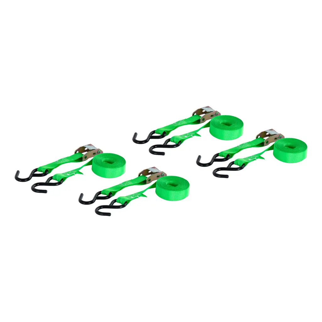 16' Dark Green Cargo Straps with S-Hooks (300 lbs, 4-Pack)