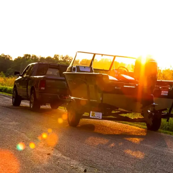 Truck Towing Boat Trailer to Landing