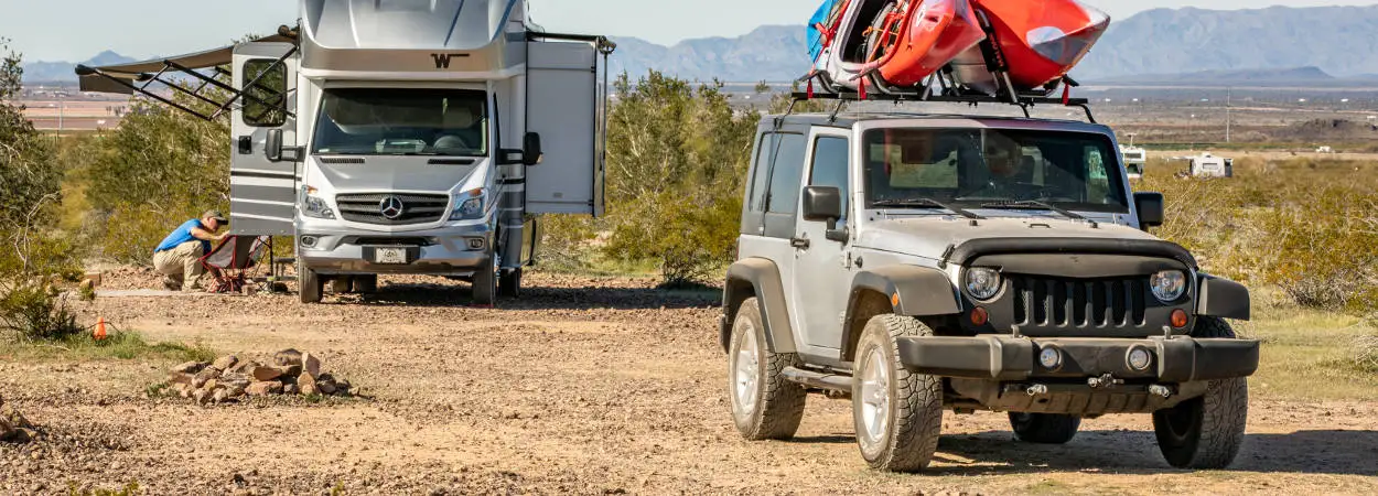 Boondocking with Flat Tow Jeep Wrangler