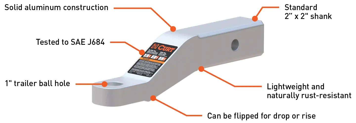 CURT Aluminum Ball Mounts Features
