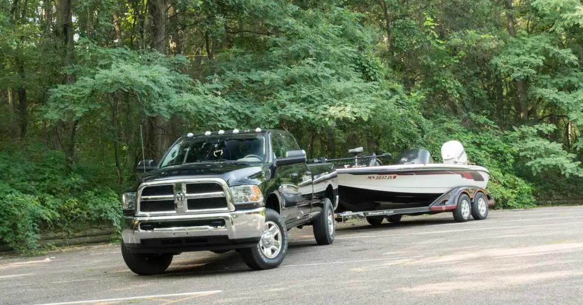 RAM 1500 towing a boat trailer