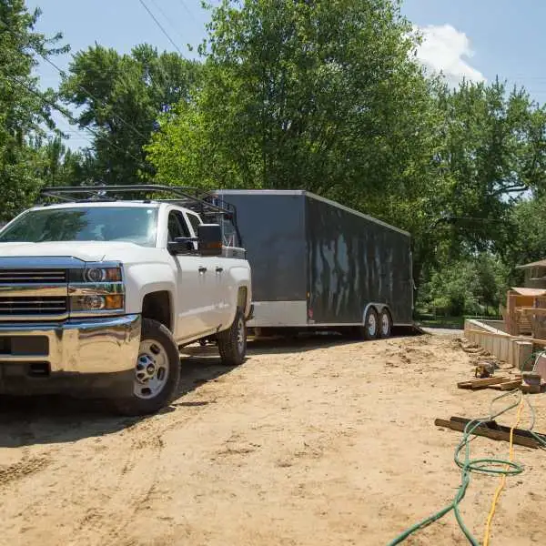 Construction trailer on jobsite