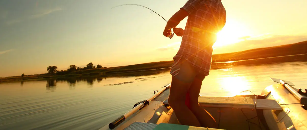 Fishing on the Lake at Sunset