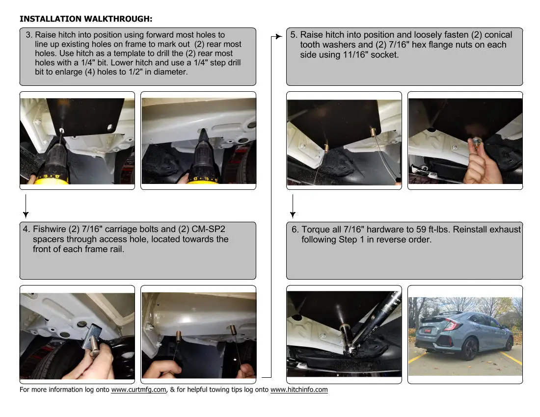 Honda Civic Trailer Hitch Installation Manual 11463 CURT