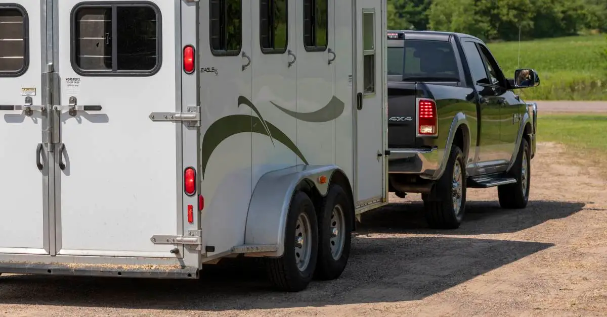 Trailer brake lights on horse trailer towed by truck