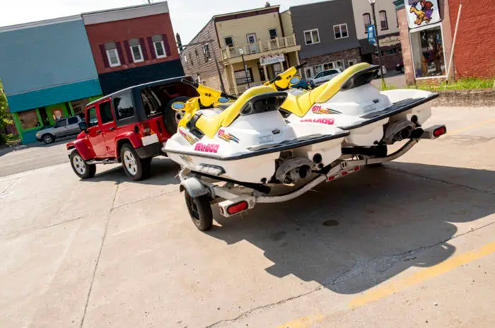 Jeep Towing Jet Ski Trailer