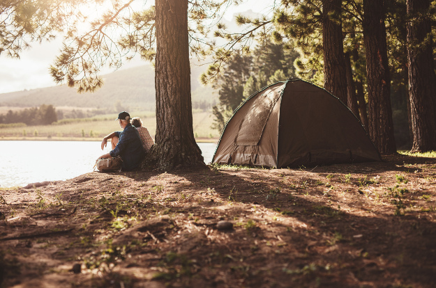 Tent camping on lakeshore - CURT class 1 hitches