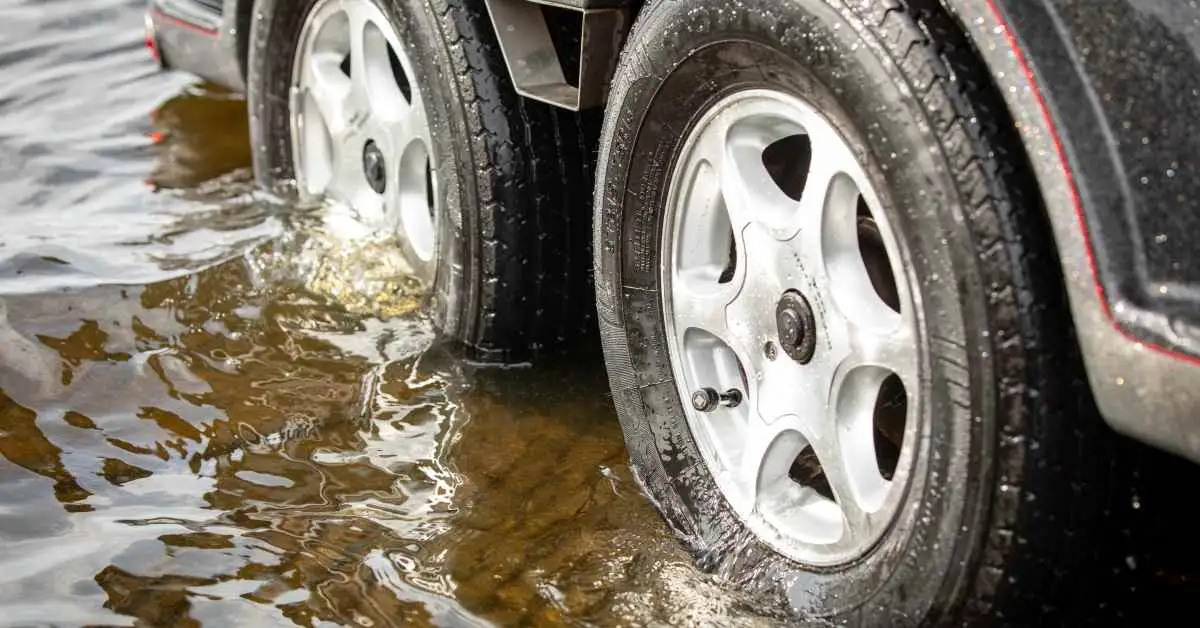 Boat trailer tires in water