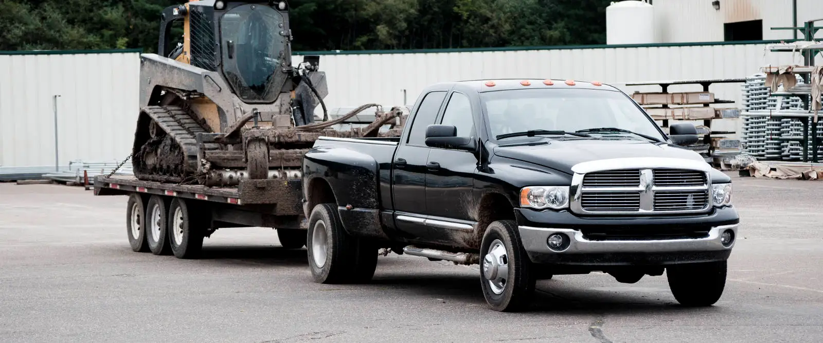 Truck Towing Heavy-Duty Trailer