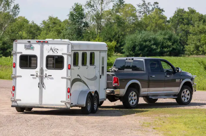 Truck Towing Small Horse Trailer